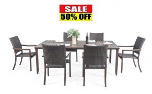 Scottsdale Wicker 7-Piece Dining Set  Walnut