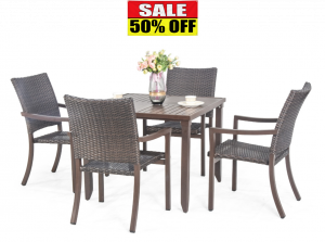 Scottsdale Wicker 5-PC Dining Set  Walnut