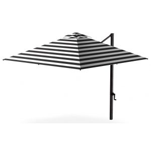 10' Square Eclipse Cantilever Umbrella - Black/White Stripes