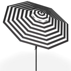9' Monterey Auto Tilt Market Umbrella - Black / White Stripe