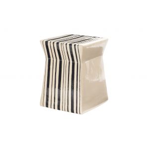 Ceramic Artisan Series Ashlar Accent Table / Stool in Black/White