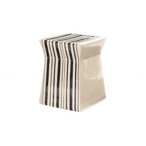 Ceramic Artisan Series Ashlar Accent Table /Stool in Black/White