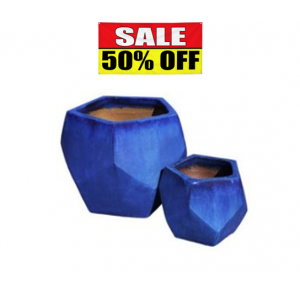 Geometric Deep Blue Planters Set of 2