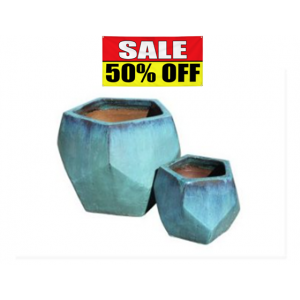 Geometric Turquoise Planter Set of 2