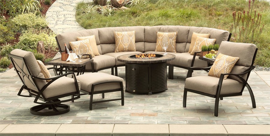 Outdoor Chairs and Sofa with Fire Pit